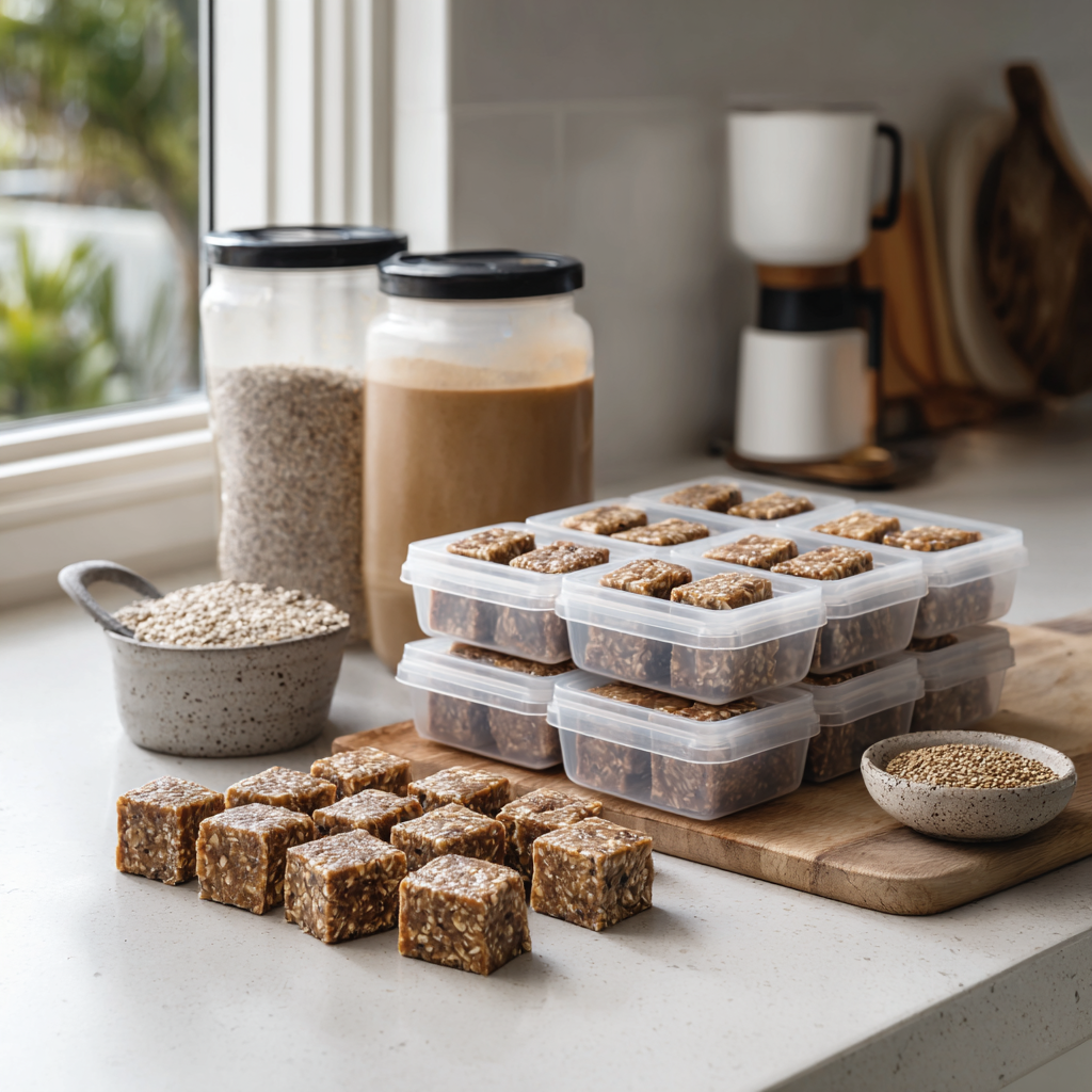 No-bake Power Cubes sorted in containers